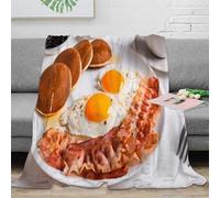 stampa 3D breakfast plate plaid microfibra biancheria da letto morbido e caldo coperta per aria condizionata anti-pilling per monolocali giovanili homestyle morning meal 40x50inch(100x130cm)