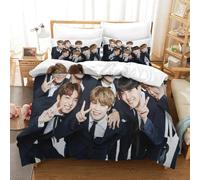 Stampa 3D BTS Set Di Biancheria Da Letto 3 Pezzi Copripiumino E Federa Coordinata Per Ragazzi E Ragazze,coppie,camera Da Letto,decorazione Single(140x200cm)