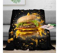 stampa 3D Burger explosion coperta da letto microfibra biancheria da letto trattiene il calore coperta da divano lavabile in lavatrice per tutta la famiglia Fast food dynamic 50x60inch(127x152cm)