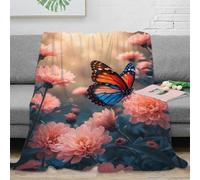 stampa 3D Butterfly in gi coperta da pisolino microfibra biancheria da letto non perde pelo plaid da pisolino caldo per regali per chi ama riposare Nature fantasy arte 40x50inch(100x130cm)