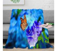 stampa 3D Butterfly on fl coperta microfibra biancheria da letto anti-pilling e calda plaid compatto per giovani in trasferte lavorative Nature giardino scen 80×90inch(200x230cm)