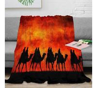 stampa 3D camel caravan coperta per tutte le stagioni microfibra biancheria da letto morbida plaid versatile caldo e soffice anti-pilling per ogni stagione desert journey 40x50inch(100x130cm)