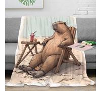 stampa 3D Capybara beach coperta per tutte le stagioni microfibra biancheria da letto morbida plaid termico lavabile in lavatrice per uso in ogni stagione cartoon animal humor 80×90inch(200x230cm)