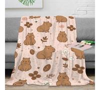 stampa 3D carino capybara coperta da riposo microfibra biancheria da letto morbida plaid da riposo caldo e traspirante lavabile in lavatrice per relax cartoon animal pattern 50x60inch(127x152cm)