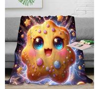 stampa 3D carino cookie star coperta per tutte le stagioni microfibra biancheria da letto versatile coperta in pile anti-pilling non perde pelo per tutto l'anno fantasy cartoon 70×80inch(180x200cm)