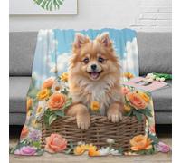 stampa 3D carino cucciolo coperta da pisolino microfibra biancheria da letto anti-pilling coperta da ufficio morbida e calda non perde pelo per ufficio cartoon pet image 40x50inch(100x130cm)