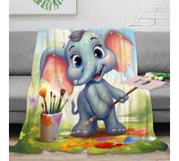 stampa 3D Carino elephant coperta in pile microfibra biancheria da letto non perde pelo plaid in pile morbido e caldo lavabile in lavatrice per casa cartoon children arte 40x50inch(100x130cm)