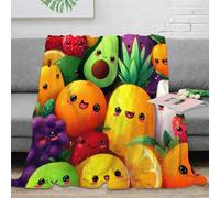 stampa 3D Carino fruits coperta da letto microfibra biancheria da letto soffice e calda coperta da divano lavabile per regali di benvenuto in casa Kawaii cartone animato 80×90inch(200x230cm)