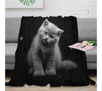 stampa 3D Carino kitten coperta in pile microfibra biancheria da letto soffice e calda coperta termica traspirante non perde pelo per uso quotidiano Black and bianco foto 80×90inch(200x230cm)