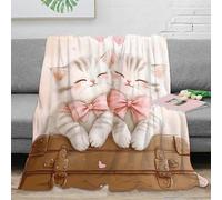 stampa 3D carino kittens coperta in pile microfibra biancheria da letto soffice coperta da salotto calda e traspirante non perde pelo per soggiorno cartone animato sweet 70×80inch(180x200cm)