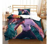 Stampa 3D Chainsaw Man Set Di Biancheria Da Letto Con 3 Pezzi Copripiumino E Federa Coordinata Per Ragazzi E Ragazze,coppie,camera Da Letto,decorazione Single(135x200cm)