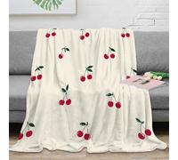 stampa 3D Cherry clusters coperta in pile microfibra biancheria da letto non perde pelo plaid in pile morbido e caldo lavabile in lavatrice per casa vintage fruit pattern 50x60inch(127x152cm)