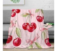 stampa 3D Cherry clusters coperta per tutte le stagioni biancheria da letto morbida plaid versatile caldo e soffice anti-pilling per ogni stagione Pastel floreale design 80×90inch(200x230cm)