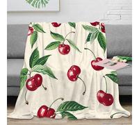 stampa 3D cherry fruit coperta per tutte le stagioni microfibra biancheria da letto lavabile coperta versatile morbida per giovani in ogni periodo dell'anno vintage botanical 70×80inch(180x200cm)