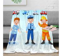 stampa 3D Children playing coperta microfibra biancheria da letto versatile e morbida coperta da salotto calda e traspirante anti-pilling per uso in casa cartoon rescue theme 50x60inch(127x152cm)