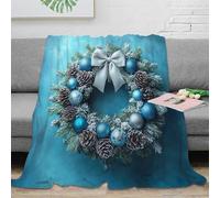 stampa 3D ChristmasWreath coperta in pile microfibra biancheria da letto morbida e calda coperta termica traspirante lavabile in lavatrice per freddo invernale FrostyWinterStyle 40x50inch(100x130cm)