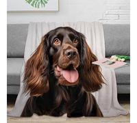 stampa 3D Cocker Spaniel cane coperta da pisolino microfibra biancheria da letto compatta plaid da ufficio morbido e caldo anti-pilling per riposo in ufficio Portrait pet image 40x50inch(100x130cm)