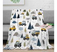 stampa 3D Construction Trucks coperta da salotto microfibra biancheria da letto lavabile in lavatrice coperta da soggiorno morbida per regali per la casa nuova bambini Forest 80×90inch(200x230cm)