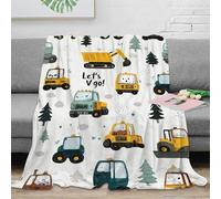 stampa 3D Construction trucks coperta da ufficio microfibra biancheria da letto traspirante plaid da ufficio anti-pilling per giovani in ufficio moderno cartoon kids design 60x80inch(150x200cm)
