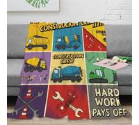stampa 3D Construction trucks coperta per aria condizionata microfibra biancheria da letto leggera plaid per estate traspirante per regali estivi premurosi cartoon design 70×80inch(180x200cm)