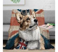 stampa 3D Corgi cane coperta da pisolino microfibra biancheria da letto compatta plaid da ufficio morbido e caldo anti-pilling per riposo in ufficio Royal British illustrazione 60x80inch(150x200cm)