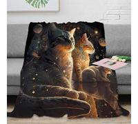 stampa 3D Cosmic cats coperta da letto microfibra biancheria da letto anti-pilling coperta da letto calda per regali per single e coppie Fantasy space arte 50x60inch(127x152cm)