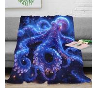 stampa 3D Cosmic octopus coperta da viaggio microfibra biancheria da letto compatta plaid da viaggio leggero per giovani amanti dei viaggi Fantasy deep sea arte 50x60inch(127x152cm)
