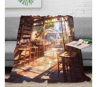 stampa 3D cozy café interior coperta per tutte le stagioni microfibra biancheria da letto anti-pilling coperta versatile morbida e traspirante per tutto l'anno wooden furniture 80×90inch(200x230cm)
