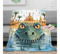 stampa 3D Crocodile head coperta per tutte le stagioni microfibra biancheria da letto morbida plaid termico lavabile in lavatrice per uso in ogni stagione cartoon desert scena 50x60inch(127x152cm)