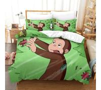 Stampa 3D Curious George Set Di Biancheria Da Letto Con 3 Pezzi Copripiumino Morbida Microfibra Per Ragazzi E Ragazze,coppie,camera Da Letto,decorazione Single（140x200cm）