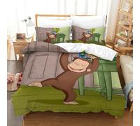 Stampa 3D Curious George Set Di Biancheria Da Letto Con 3 Pezzi Copripiumino Morbida Microfibra Per Ragazzi E Ragazze,coppie,camera Da Letto,decorazione Double（200x200cm）