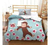 Stampa 3D Curious George Set Di Biancheria Da Letto Con 3 Pezzi Set Copripiumino E Federa Coordinata Per Ragazzi E Ragazze,coppie,camera Da Letto,decorazione Single(135x200cm)