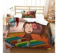 Stampa 3D Curious George Set Di Biancheria Da Letto Con 3 Pezzi Set Copripiumino Morbida Microfibra Per Ragazzi E Ragazze,coppie,camera Da Letto,decorazione Single（135x200cm）