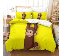 Stampa 3D Curious George Set Di Biancheria Da Letto Con 3 Pezzi Set Copripiumino Morbida Microfibra Per Ragazzi E Ragazze,coppie,camera Da Letto,decorazione Double（200x200cm）