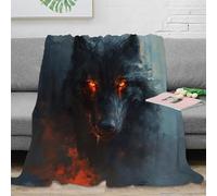stampa 3D Dark wolf eyes coperta per aria condizionata microfibra biancheria da letto anti-pilling plaid per estate morbido per studenti in estate fantasy creature arte 40x50inch(100x130cm)