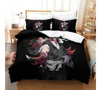 Stampa 3D Demon Slayer Set Di Biancheria Da Letto 3 Pezzi Set Copripiumino Con Chiusura A Cerniera Per Ragazzi E Ragazze,coppie,camera Da Letto,decorazione Single(140x200cm)