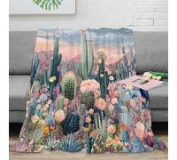 stampa 3D Desert cacti bl coperta in pile microfibra biancheria da letto calda coperta per aria condizionata leggera per regali estivi Botanical fantasy ar 40x50inch(100x130cm)