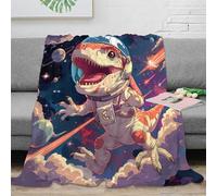 stampa 3D Dinosaur astronaut coperta da ufficio microfibra biancheria da letto traspirante plaid da ufficio anti-pilling per giovani in ufficio moderno cartone animato space 50x60inch(127x152cm)
