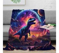 stampa 3D Dinosaur Fantasy coperta da salotto microfibra biancheria da letto morbida e calda plaid da salotto soffice e non perde pelo per soggiorno Space avventura 50x60inch(127x152cm)