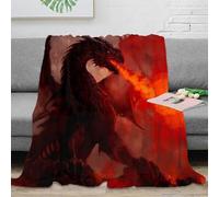 stampa 3D Dragon fire arte coperta termica microfibra biancheria da letto morbida plaid termico lavabile per giovani in affitto Fantasy drago 40x50inch(100x130cm)