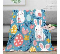 stampa 3D Easter bunnies coperta termica microfibra biancheria da letto trattiene il calore plaid morbido traspirante lavabile in lavatrice per interni cartoon floreale pattern 70×80inch(180x200cm)