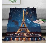 stampa 3D Eiffel Tower ni coperta per aria condizionata microfibra biancheria da letto morbida coperta per estate leggera e anti-pilling per estate Starry sky fantasy a 70×80inch(180x200cm)