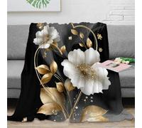 stampa 3D Elegant flowers coperta in pile microfibra biancheria da letto morbida e calda plaid in pile non perde pelo per giovani amanti del comfort Modern floreale arte 70×80inch(180x200cm)