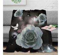 stampa 3D Elegant roses coperta da riposo microfibra biancheria da letto morbida plaid da riposo caldo e traspirante lavabile in lavatrice per relax Modern floreale design 50x60inch(127x152cm)