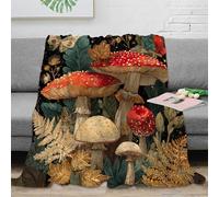 stampa 3D Fairy mushrooms coperta per tutte le stagioni microfibra biancheria da letto morbida plaid versatile caldo e soffice anti-pilling per ogni stagione vintage botanical 50x60inch(127x152cm)