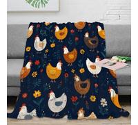 stampa 3D Farm chicken pattern coperta da viaggio microfibra biancheria da letto morbida coperta da riposo anti-pilling per regali per chi viaggia spesso vintage folk arte 70×80inch(180x200cm)