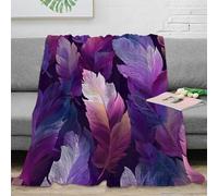 stampa 3D Feather patterns coperta biancheria da letto calda e traspirante coperta da camera da letto morbida anti-pilling non perde pelo per camera astratto purple design 70×80inch(180x200cm)