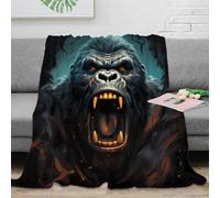 stampa 3D Fierce gorilla roar coperta termica microfibra biancheria da letto lavabile plaid termico anti-pilling per regali invernali premurosi digital fantasy arte 80×90inch(200x230cm)