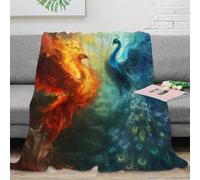 stampa 3D Fire phoenix coperta microfibra biancheria da letto non perde pelo coperta da camera da letto calda per regali di anniversario mitico fantasy arte 70×80inch(180x200cm)