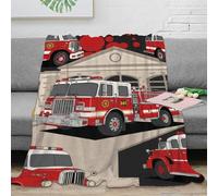 stampa 3D Fire trucks scena coperta da letto biancheria da letto calda e soffice coperta per tutte le stagioni traspirante per ogni periodo dell'anno cartoon fire station 70×80inch(180x200cm)